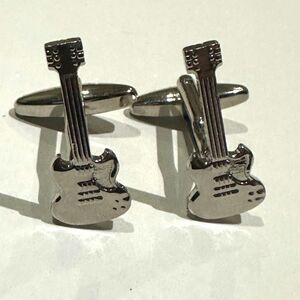 Gibson SG Electric Guitar Cufflinks — Polished Silver